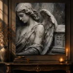 Stone & Ivory Reliquary Angel Statue Wall Art Canvas Print - Image 2