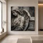 Stone & Ivory Reliquary Angel Statue Wall Art Canvas Print - Image 4