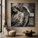 Stone & Ivory Reliquary Angel Statue Wall Art Canvas Print - Image 5