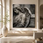 Stone & Ivory Reliquary Angel Statue Wall Art Canvas Print - Image 8