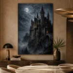 Blue Gray Moonlit Castle Gothic Wall Art Canvas Print - Image 7