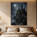 Blue Gray Moonlit Castle Gothic Wall Art Canvas Print - Image 8
