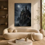 Blue Gray Moonlit Castle Gothic Wall Art Canvas Print - Image 9