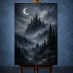 Blue Gray Moonlit Castle Gothic Wall Art Canvas Print - Image 2