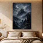 Blue Gray Moonlit Castle Gothic Wall Art Canvas Print - Image 8
