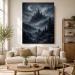 Blue Gray Moonlit Castle Gothic Wall Art Canvas Print - Image 10