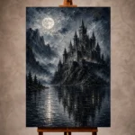 Blue gray romantic Gothic Wall Art print for elegant interiors. No text or watermarks in design.