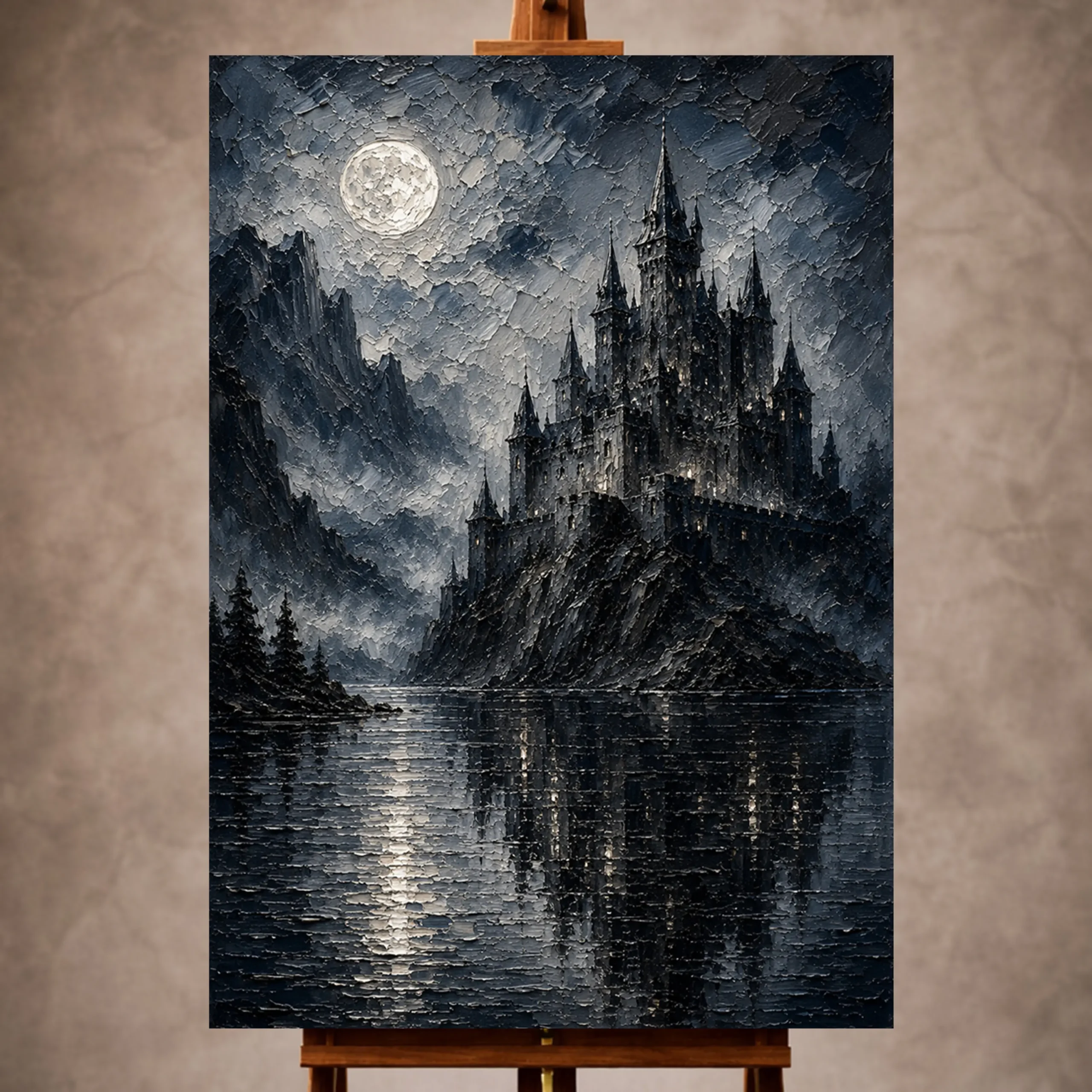 Premium Wall Art Dikey Html Edition – GOTICWALL069 Image 1 Blue gray romantic Gothic Wall Art print for elegant interiors. No text or watermarks in design.