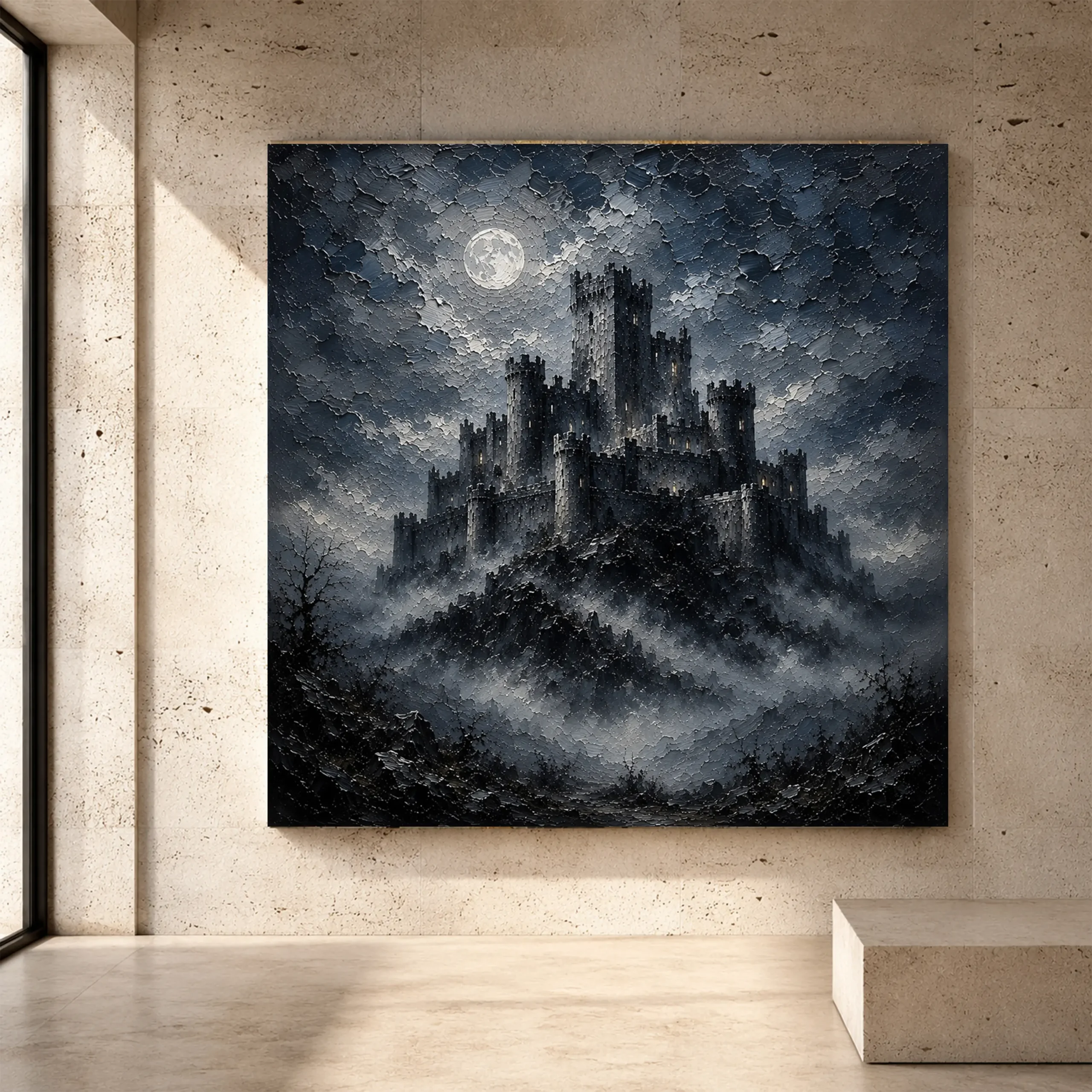 Premium Wall Art Kare Html Edition – GOTICWALL076 Image 1 Blue gray serene Gothic Wall Art print for elegant interiors. No text or watermarks in design.