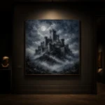 Blue Gray Moonlit Citadel Gothic Wall Art Canvas Print - Image 7