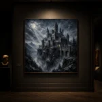Blue Gray Ravine Moonlit Castle Gothic Wall Art Canvas Print - Image 7