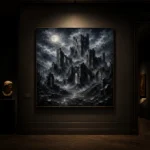 Blue Gray Ruined Castle Gothic Wall Art Canvas Print - Image 7
