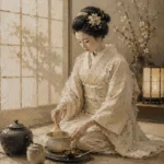Serene Ivory Kimono Japanese Geisha Art Canvas Print