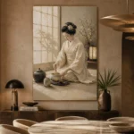 Serene Ivory Kimono Japanese Geisha Art Canvas Print - Image 7