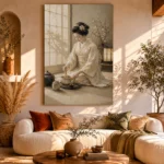 Serene Ivory Kimono Japanese Geisha Art Canvas Print - Image 11