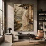 Quiet Luxury Ivory Kimono Japanese Geisha Art Canvas Print - Image 3