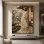 Quiet Luxury Ivory Kimono Japanese Geisha Art Canvas Print - Image 4