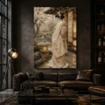 Quiet Luxury Ivory Kimono Japanese Geisha Art Canvas Print - Image 5