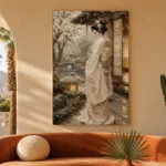 Quiet Luxury Ivory Kimono Japanese Geisha Art Canvas Print - Image 6
