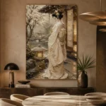 Quiet Luxury Ivory Kimono Japanese Geisha Art Canvas Print - Image 7