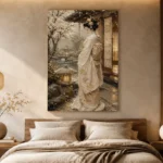 Quiet Luxury Ivory Kimono Japanese Geisha Art Canvas Print - Image 8