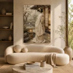 Quiet Luxury Ivory Kimono Japanese Geisha Art Canvas Print - Image 9