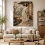 Quiet Luxury Ivory Kimono Japanese Geisha Art Canvas Print - Image 10