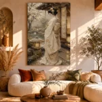 Quiet Luxury Ivory Kimono Japanese Geisha Art Canvas Print - Image 11