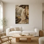 Quiet Luxury Ivory Kimono Japanese Geisha Art Canvas Print styled in a refined neutral interior