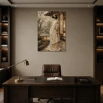Quiet Luxury Ivory Kimono Japanese Geisha Art Canvas Print displayed in a contemporary gallery-inspired room