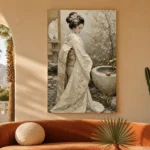 Serene Ivory Zen Garden Japanese Geisha Art Canvas Print - Image 6