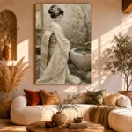 Serene Ivory Zen Garden Japanese Geisha Art Canvas Print - Image 11