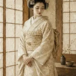 Peaceful Ivory Shoji Japanese Geisha Art Canvas Print