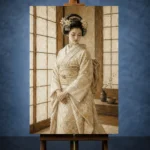 Peaceful Ivory Shoji Japanese Geisha Art Canvas Print - Image 2