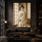 Peaceful Ivory Shoji Japanese Geisha Art Canvas Print - Image 5