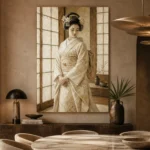 Peaceful Ivory Shoji Japanese Geisha Art Canvas Print - Image 7