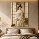 Peaceful Ivory Shoji Japanese Geisha Art Canvas Print - Image 8