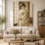 Peaceful Ivory Shoji Japanese Geisha Art Canvas Print - Image 10