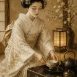 Ceremonial Ivory Tea House Japanese Geisha Art Canvas Print