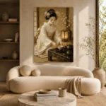 Ceremonial Ivory Tea House Japanese Geisha Art Canvas Print - Image 9