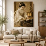 Ceremonial Ivory Tea House Japanese Geisha Art Canvas Print - Image 10