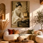 Ceremonial Ivory Tea House Japanese Geisha Art Canvas Print - Image 11
