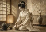 Lantern-Lit Ivory Kimono Japanese Geisha Art Canvas Print