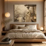 Misty Ivory Lantern Japanese Geisha Art Canvas Print - Image 9