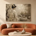 Contemplative Ivory Zen Japanese Geisha Art Canvas Print - Image 3