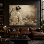 Contemplative Ivory Zen Japanese Geisha Art Canvas Print - Image 4