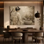 Contemplative Ivory Zen Japanese Geisha Art Canvas Print - Image 5