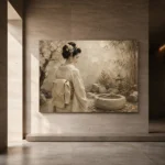 Contemplative Ivory Zen Japanese Geisha Art Canvas Print - Image 6
