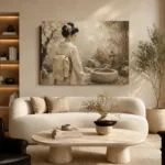 Contemplative Ivory Zen Japanese Geisha Art Canvas Print - Image 7