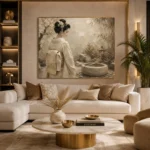 Contemplative Ivory Zen Japanese Geisha Art Canvas Print - Image 10